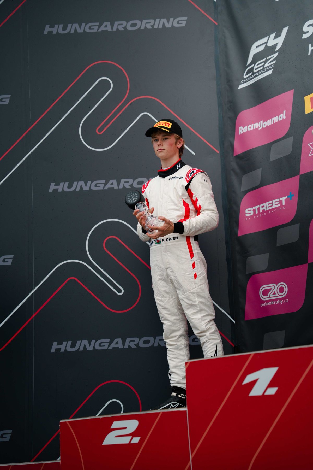Archie Owen on the F4 CEZ rookie podium at the Hungaroring